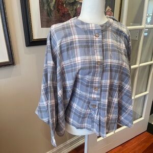 NWT oversized Heyson plaid button-front top in S
